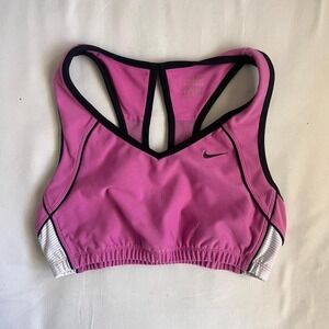 Vintage Nike Sports Bra Womens Sz M Pink/Black Sporty Activewear Yoga/Pilates